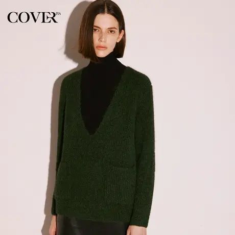 COVER冬季深V宽松羊驼羊毛针织衫图片
