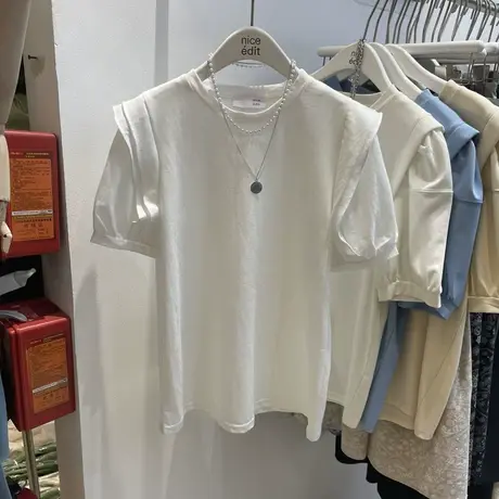 韩国东大门短袖t恤女2021夏季新款泡泡袖宽松百搭休闲学生上衣潮商品大图