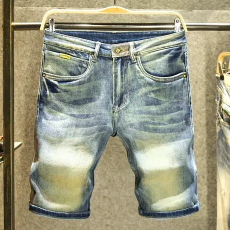 夏季薄款复古牛仔短裤男直筒宽松休闲五分裤潮牌做旧水洗5分中裤商品大图