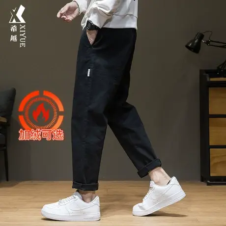 春秋日系潮牌休闲裤男春季加绒直筒长裤宽松九分裤痞帅工装裤子潮商品大图