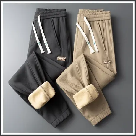 冬季加绒加厚超厚针织束脚休闲裤子秋冬款男士潮牌卫裤2024年新款商品大图