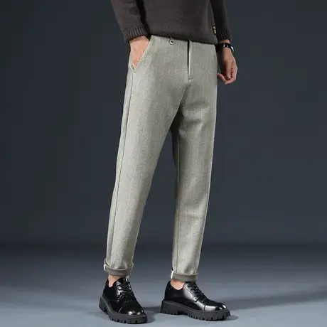 秋冬季呢子西装裤商务修身男士时尚高级感毛呢青年百搭休闲长裤子商品大图