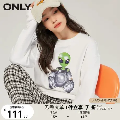 ONLY奥莱宽松圆领套头个性印花时尚休闲卫衣女商品大图