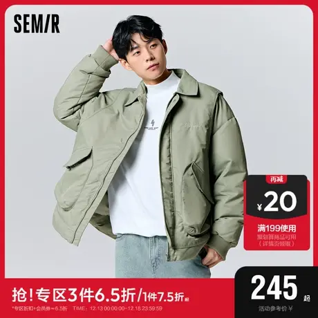 森马外套男2023冬季新款翻领飞行员薄棉夹克时尚气质温暖宽松上衣图片