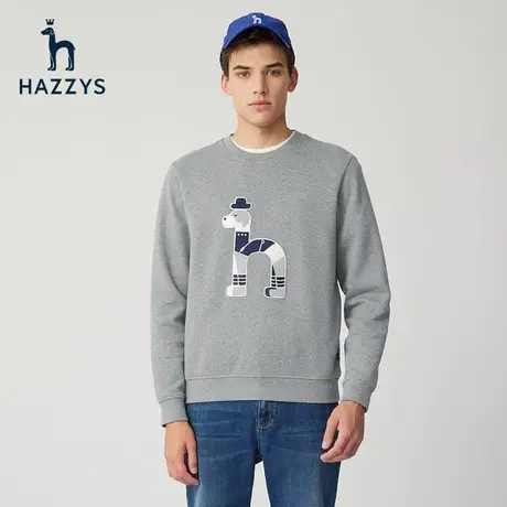 Hazzys哈吉斯春季新品男士卫衣韩版时尚宽松休闲长袖T恤男上衣潮图片
