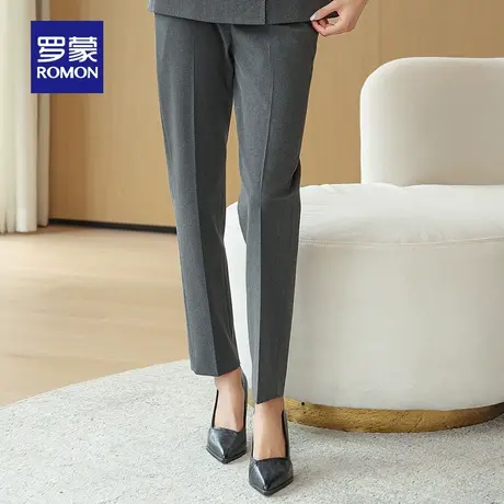 罗蒙女士商务休闲西裤2024春季新款简约百搭通勤显瘦直筒工装长裤商品大图