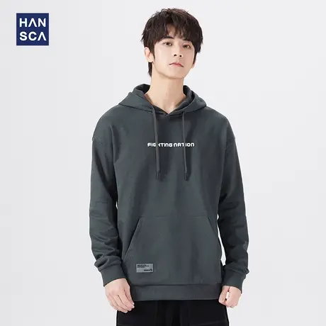 汉斯卡卫衣男2021年秋冬款韩版潮流连帽套头宽松百搭大码休闲外套商品大图