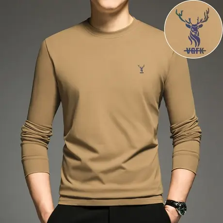 重磅纯棉长袖t恤男秋冬季加绒加厚打底衫摇粒绒保暖全棉内搭秋衣商品大图