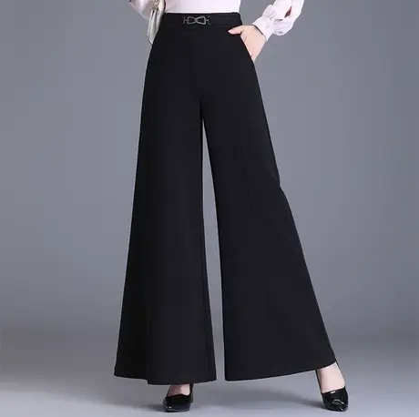 黑色高腰阔腿裤女秋季2023新款韩版百搭显瘦休闲裤长裤时尚大脚裤商品大图