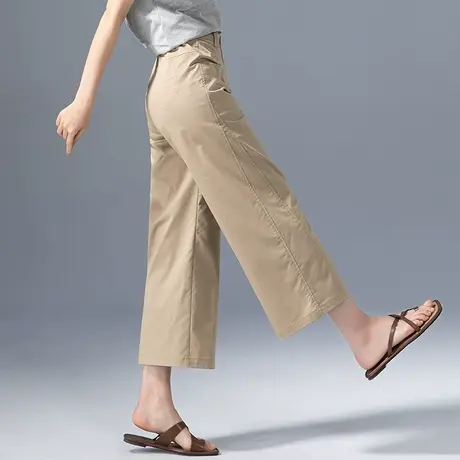 冰丝阔腿裤女夏季薄款小个子卡其色裤子2023新款九分天丝直筒裤夏图片