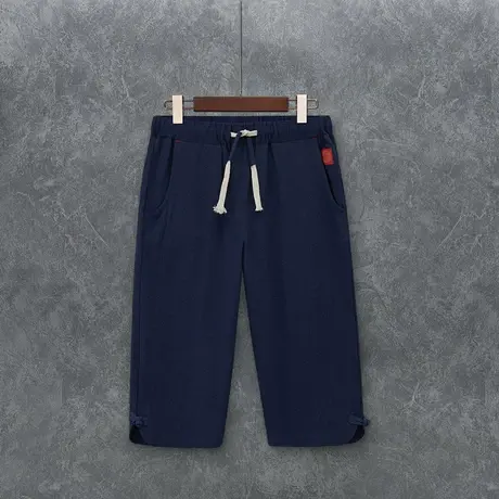 夏季男士休闲裤中国风复古盘扣沙滩中裤大码青年短裤潮男装七分裤图片