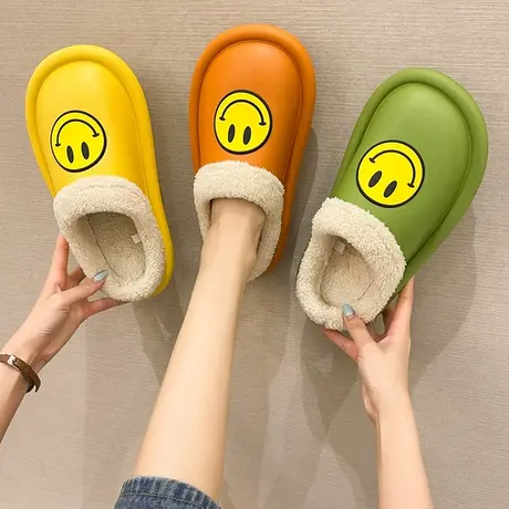 防水棉拖鞋女秋冬卡通可爱室内居家保暖防滑情侣家用厚底棉拖女冬商品大图
