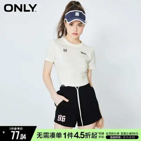 ONLY冬季时尚正肩显瘦休闲百搭字母刺绣短款短袖T恤女商品大图
