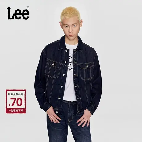 Lee商场同款24春季新品舒适版清水洗男翻领长袖牛仔夹克外套潮流商品大图
