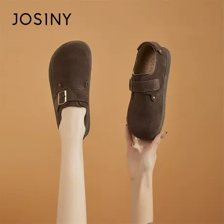 Josiny/卓诗尼复古勃肯鞋女款2024新款春季时尚女鞋软皮单鞋浅口商品大图