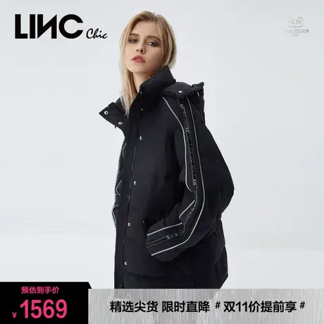 LINC金羽杰羽绒服女2022冬新款反季连帽中长款女款面包服断码清仓商品大图