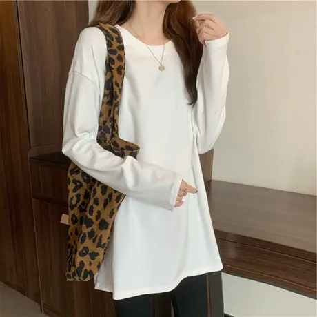 2023年春秋新款纯色女装内搭打底衫辣妹穿搭上衣ins白色长袖t恤潮图片