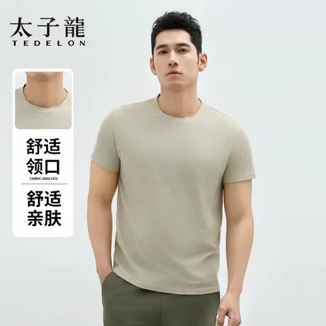 TEDELON/太子龙2025年夏季新款男士休闲运动时尚短袖印花上衣T恤图片