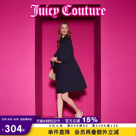 Juicy Couture橘滋春夏新款画廊女孩Logo刺绣灯笼袖连衣裙子图片