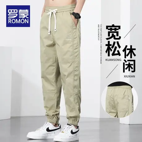 罗蒙男士潮流百搭工装裤子男款夏季薄款运动男裤宽松束脚休闲裤男商品大图