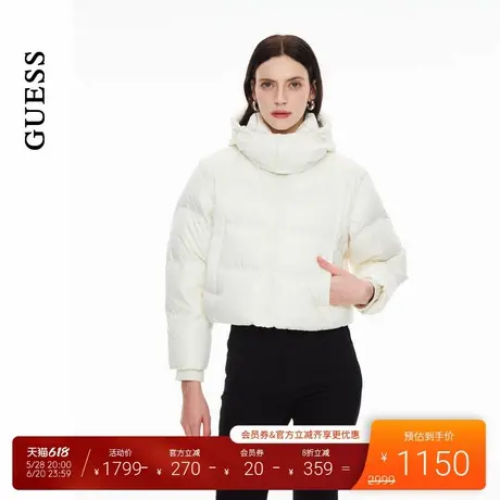 【秀智明星同款】简约可拆卸袖两穿绗缝连帽羽绒服商品大图