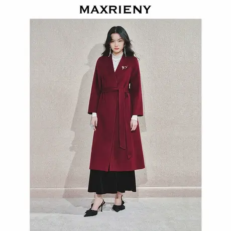MAXRIENY慵懒优雅气质感羊毛大衣24冬新款修身显瘦外套女中长款图片