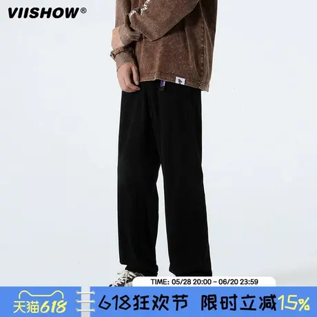 VIISHOW灯芯绒休闲裤男2025年春新品宽松直筒运动卫裤潮牌长裤子商品大图