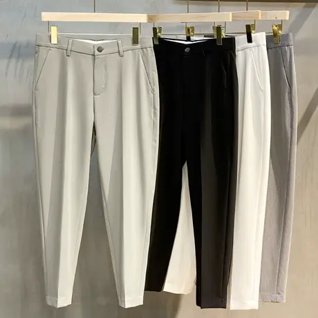男士休闲裤直筒修身小脚裤子男韩版潮流男装小西裤男春秋2023新款商品大图