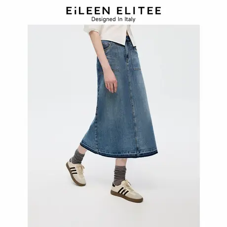 朗姿欧洲EiLEEN ELITEE牛仔半身裙2024年夏季新款直筒裙半身裙女图片
