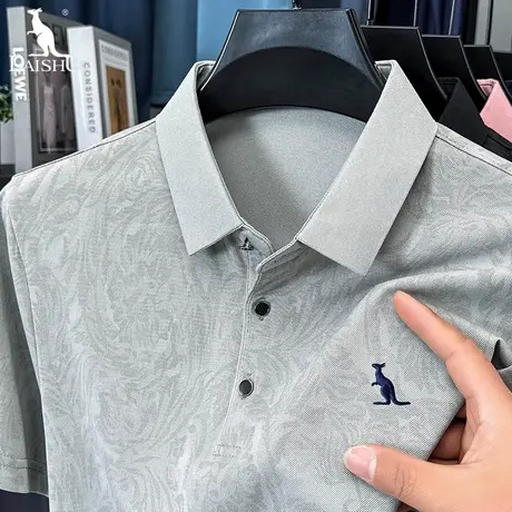 Dai Shu/袋鼠夏季冰丝短袖Polo衫男士高档Logo刺绣时尚潮流T恤衫商品大图