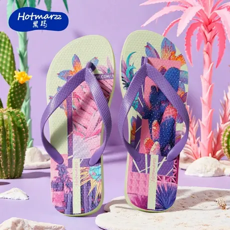 hotmarzz/黑玛人字拖女夏外穿夹脚拖鞋海边沙滩旅行软底凉拖鞋商品大图