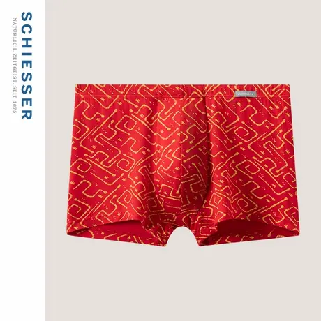 SCHIESSER舒雅男士莫代尔柔软亲肤鸿运本命年红品中腰平角内裤商品大图