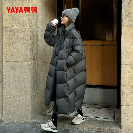 鸭鸭YAYA长款羽绒服女冬季过膝加厚宽松韩版大被子90鸭绒气质外套图片