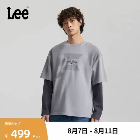 Lee商场同款25秋冬新品宽松版圆领骑行图案磨毛脏污效果男短袖T恤图片
