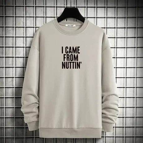 卫衣男士2023秋季新款宽松潮流百搭秋冬加绒加厚圆领套头长袖t恤商品大图