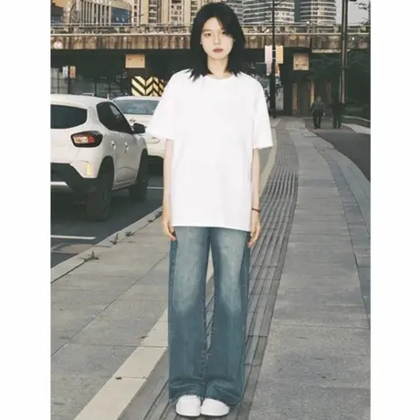 白色短袖t恤女2025新款夏季纯棉半袖小众设计感纯色打底内搭上衣商品大图
