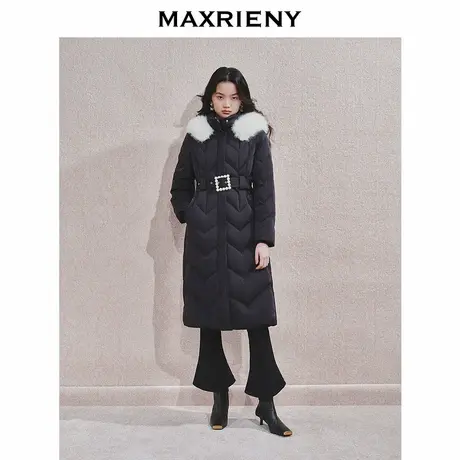 MAXRIENY精致优雅感羽绒服长款日字扣收腰设计24冬新款保暖外套女商品大图