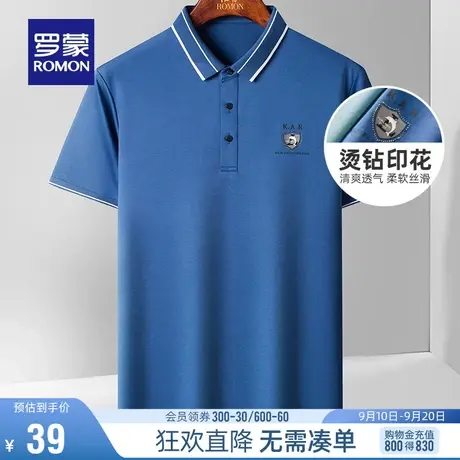【直降】罗蒙男士刺绣POLO衫夏季新款商务休闲修身时尚短袖T恤男图片