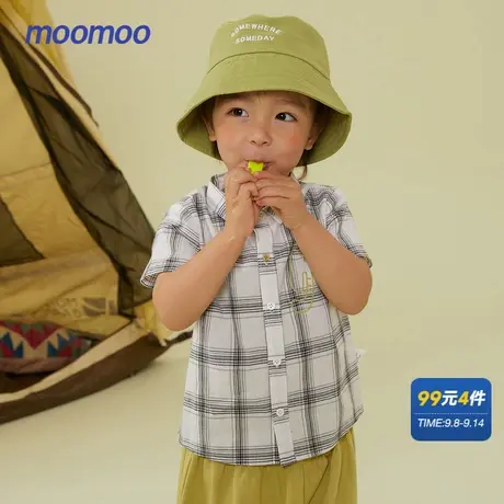 美特斯邦威童装男婴童格子衬衫夏季纯棉宽松经典格子上衣商品大图