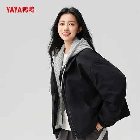 YAYA鸭鸭轻薄羽绒服女士2025秋冬新品时尚宽松款连帽百搭保暖外套商品大图