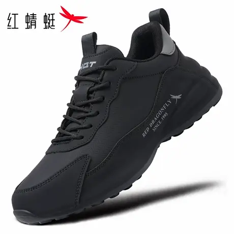 红蜻蜓男鞋秋冬季鞋子运动厚底增高黑武士老爹鞋男款防水黑色潮鞋商品大图