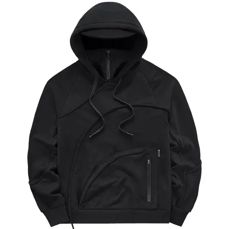 VIP机能面罩连帽卫衣男落肩宽松美式重磅帽衫小众设计感上衣潮牌商品大图