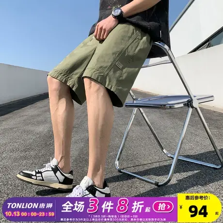唐狮2023夏季新款休闲裤短裤男薄款透气宽松工装裤直筒五分裤潮牌商品大图