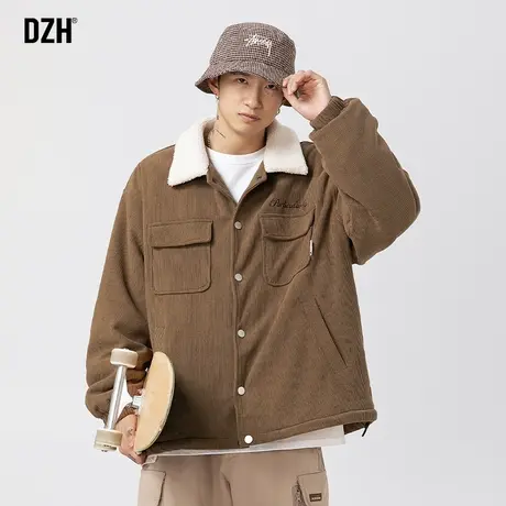 男士日系灯芯绒棉服外套男冬季高级感痞帅2023新款摇粒绒棉衣夹克商品大图