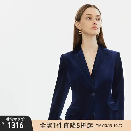 朗姿法式丝绒复古外套显瘦收腰修身女冬季新款西装职业高级感图片
