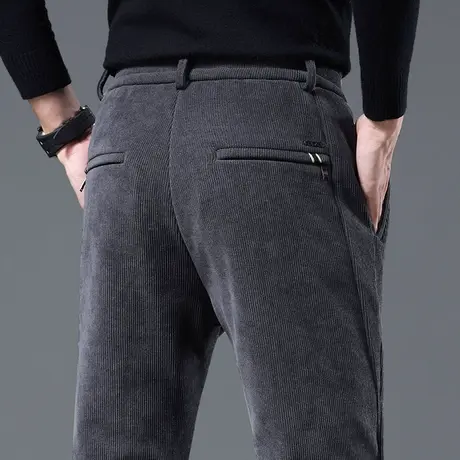 加绒加厚防风男裤子冬季抗寒保温商务西裤秋冬款男士带绒休闲长裤商品大图