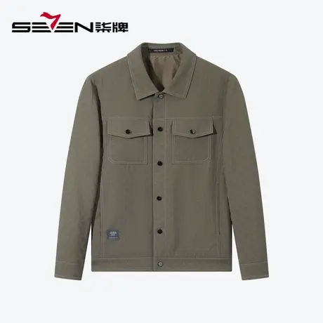 柒牌工装翻领夹克男士2024春季新款潮流时尚提花肌理休闲茄克外套图片