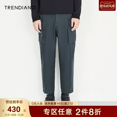TRENDIANO官方男装冬季新款斜纹色纺休闲长裤男商品大图