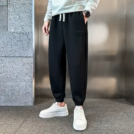 秋冬款加绒男裤2023新款潮牌哈伦宽松束脚休闲裤重磅加厚运动卫裤图片