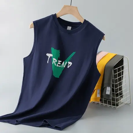 男士背心纯棉无袖t恤夏季薄款篮球运动坎肩全棉健身宽肩跨栏汗衫商品大图